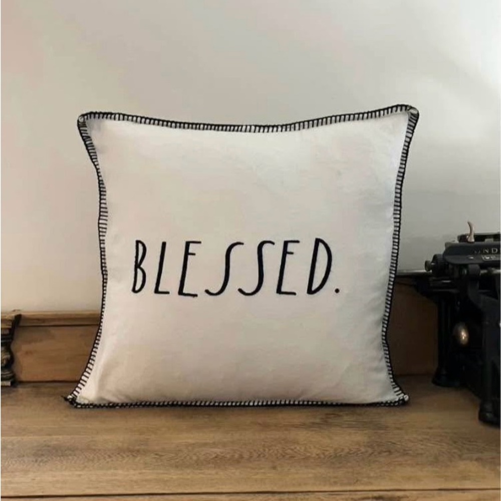 Rae Dunn Blessed Pillow - 18"
x 18"